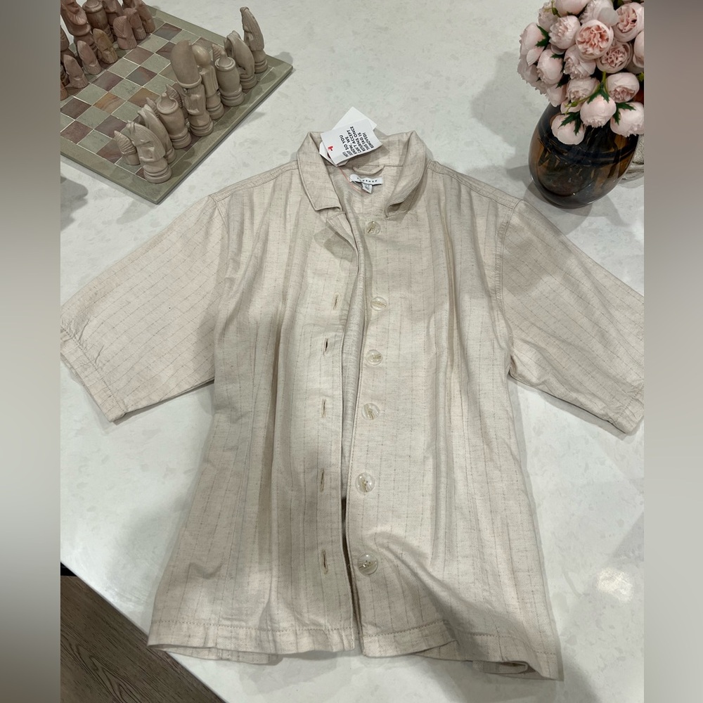 Topshop Cream Button-Up Shirt